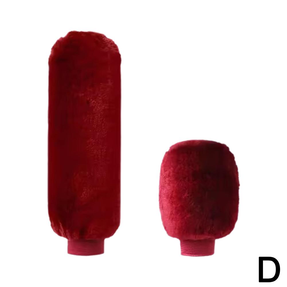 2Pcs Car Handbrake Grip Covers Gear Shift Knob Cover Handle Plush Sleeve Winter Soft Warm Hand Brake Car Accessories For Girls