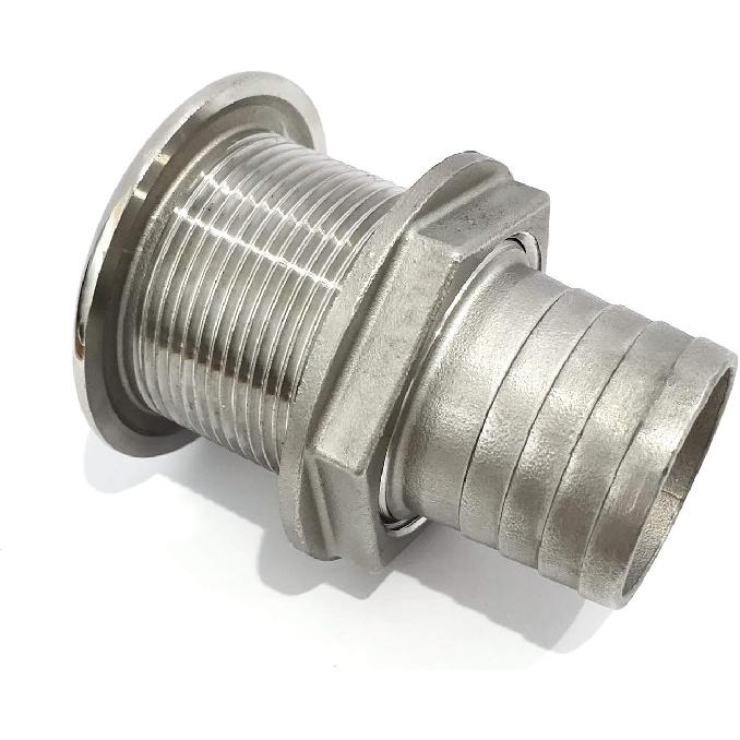 keehui 316 Stainless Steel Durable Combo Stainless Steel Thru-Hull Fitting w/Nut with Custom Gasket Boat Plumbing Fittings for Boats, Yachts, Marine