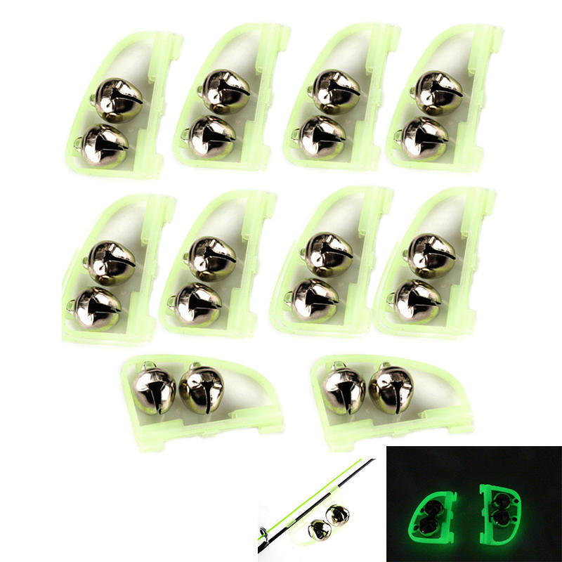 10Pcs Noctilucent Fishing Alarm With 2 Bells Bite Alarm Easy To See In The Night