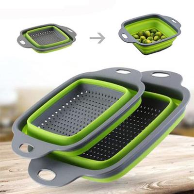 Складная корзина для слива квадратной формы, сито для мытья фруктов и овощей, ситечко для дуршлага, инструмент