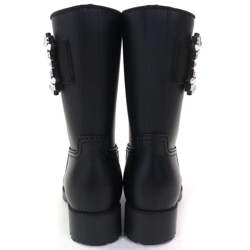 Great ROGER VIVIER short boots Tempet Viv Strassbacks rubber rain boots black Women 37 Used