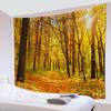 Forest Path Mountain Tapestry Sunset Autumn Fall Leaves Hanging Art Nature Landscape Tapestry Decoration Living Room Bedroom
