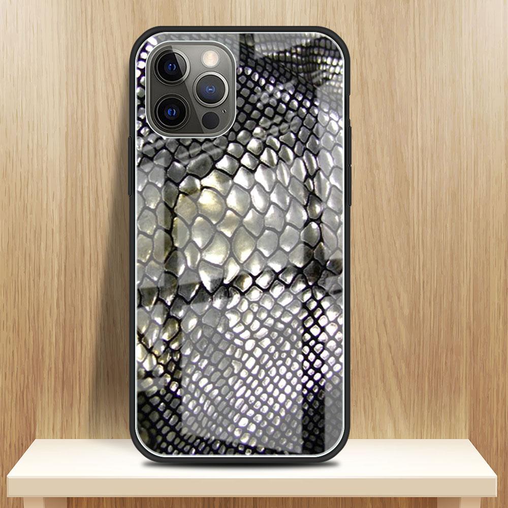 Стеклянный чехол с принтом змеиной кожи для Apple iPhone 14 13 Pro 11 12 7 8 Plus SE 2022 XR X XS Max 6 6S, закаленный чехол для телефона