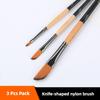 Набор из 3 предметов в форме ножа, двухцветный нейлоновый ворс, длинный березовый стержень, масляная кисть, акварель, акрил, гуашь, живопись, школьные принадлежности для художника
