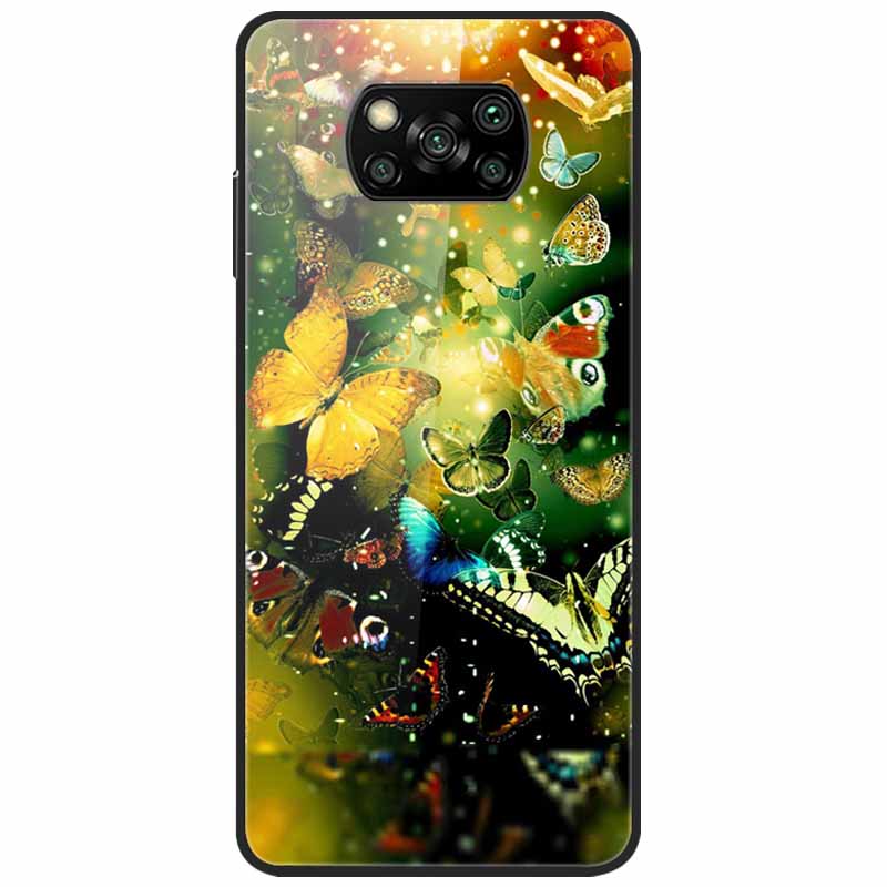 For Poco X3 Pro Case Fashion Cute Tempered Glass Luxury Coque Covers for Xiaomi Poco X3 NFC Cases PocoX3 X 3 Bumper Protector