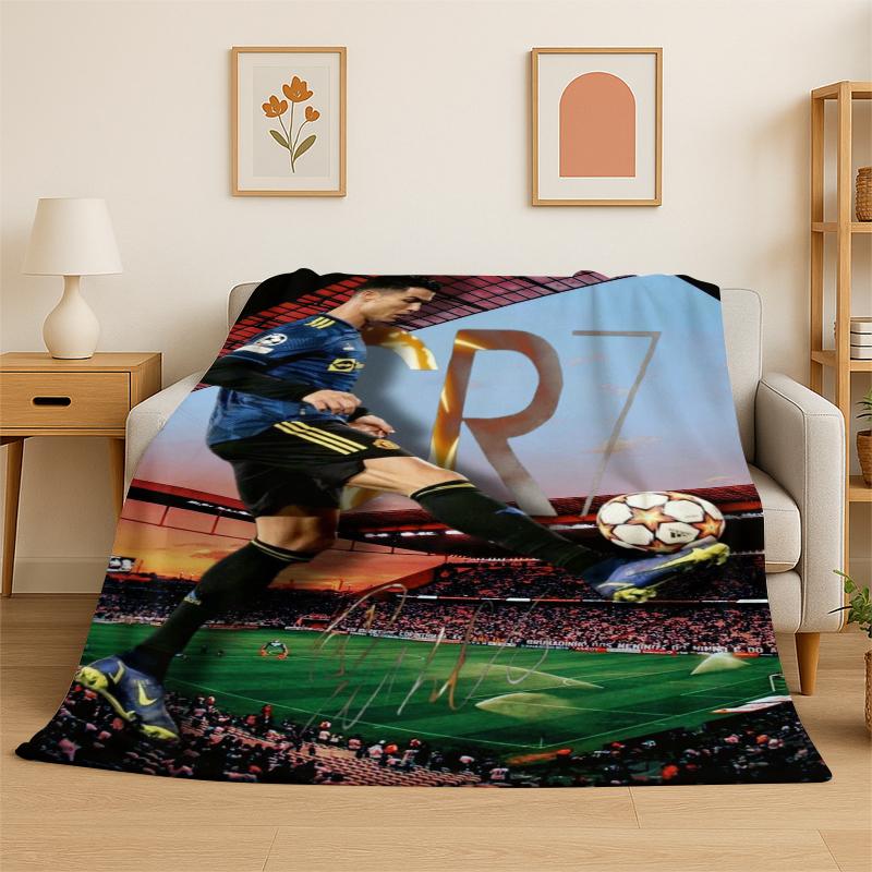 CR15 Goat R-Ronaldo Football Star Flannel Blanket Soft Warm Throw Blanket for Bedroom Living Room Bed Travel Camping Picnic Kid