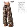 Women Casual Trousers Elastic Waistband Drawstring Tie Pajama Bottoms Leopard Print Wide Leg Lounge Pants