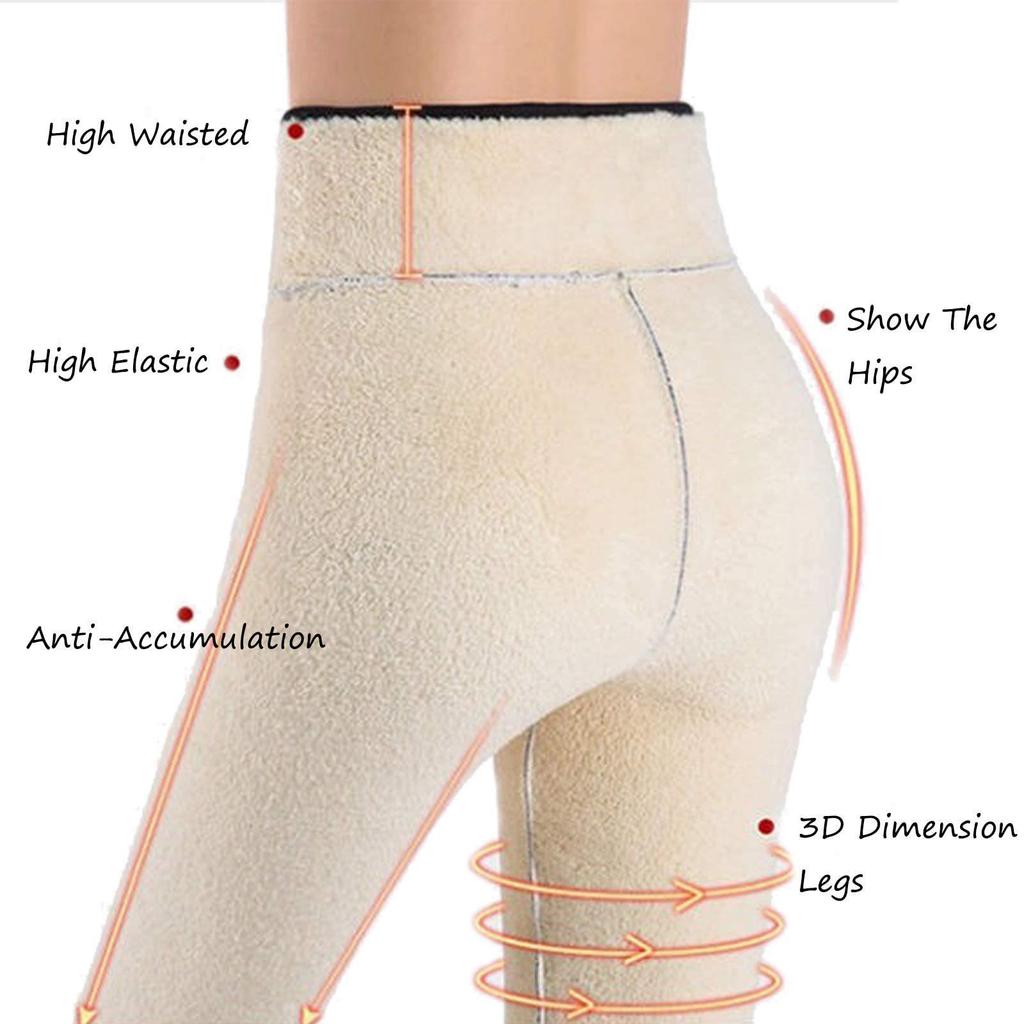 Европейские и американские леггинсы с высокой талией на флисовой подкладке из овечьей шерсти для женщин - Теплые, эластичные, облегающие брюки для осени/зимы.