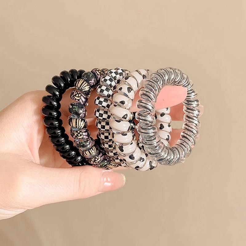 5 шт. цветные телефонные провода кольца для волос для девочек бесследные пружины эластичные повязки для волос для женщин головной убор резинки для волос резинки