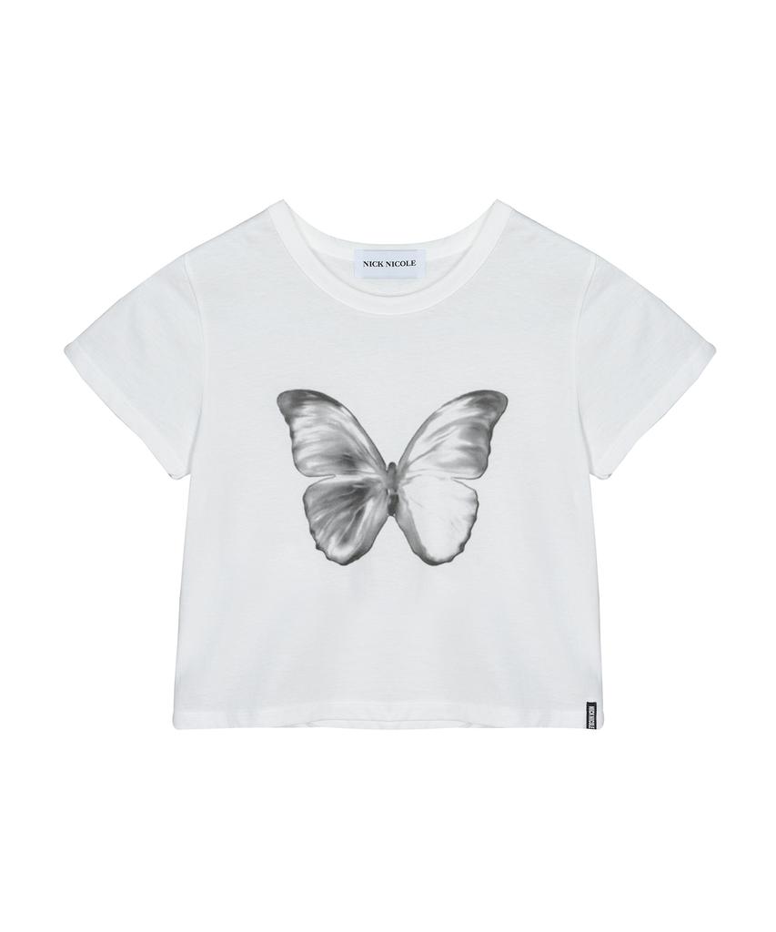 Nigaennikol Crop Top с мягкой расцветкой 'Бабочка'_Белый Черный