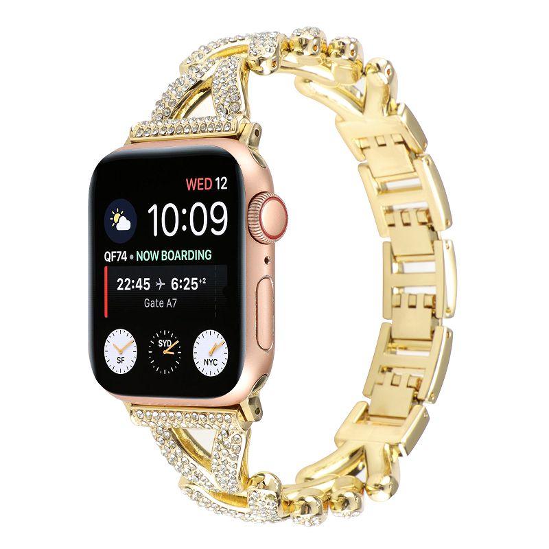 Металлический ремешок для Apple Watch с бриллиантами для S11 Ultra 10 9 8 7 6 SE Ultra Женский тонкий браслет для iWatch 38 40 41 42 44 45 46 49 мм