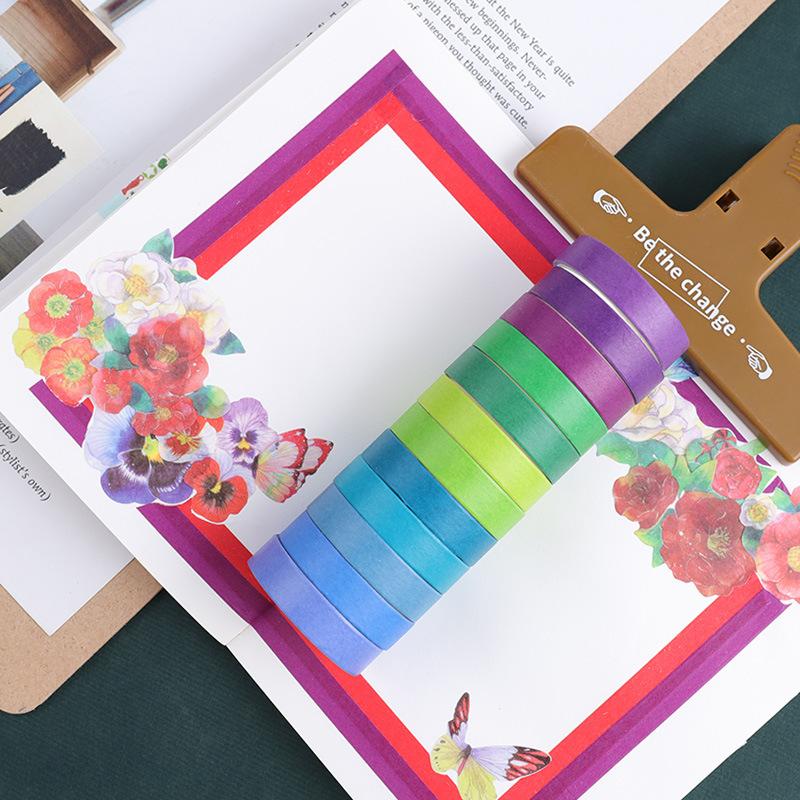 24pcs Rainbow Color Washi Tape Set 9mm 15mm Macaron Colors Adhesive Masking Tapes Stickers Decoration DIY Marker Label A6735