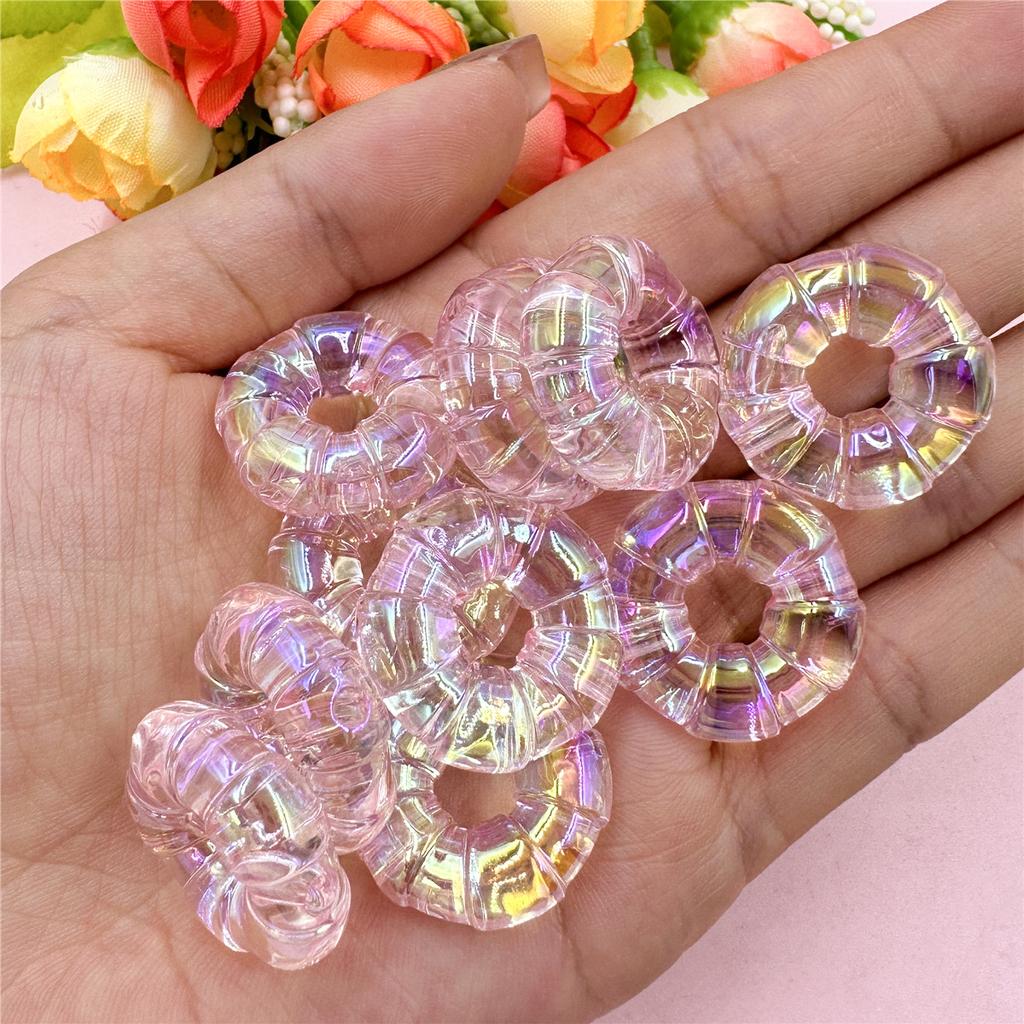 Home Party Supplies 24.2mm Fashion DIY Jewelry Material Acrylic Large Aperture Bracelet Necklace Accessories 10Pcs High Transparency Donuts Beads