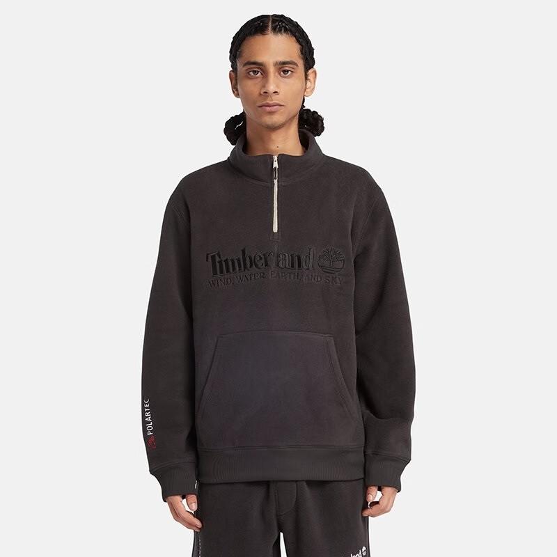 Timberland Толстовка с капюшоном из флиса с буквенным принтом, влагоотводящая, повседневная, мужская, черная A2NRK-001
