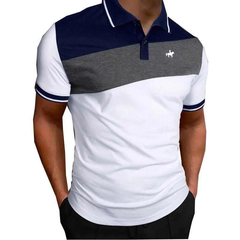 Мужская однотонная классная приталенная деловая рубашка поло с принтом, мужская летняя повседневная модная рубашка поло с коротким рукавом на пуговицах