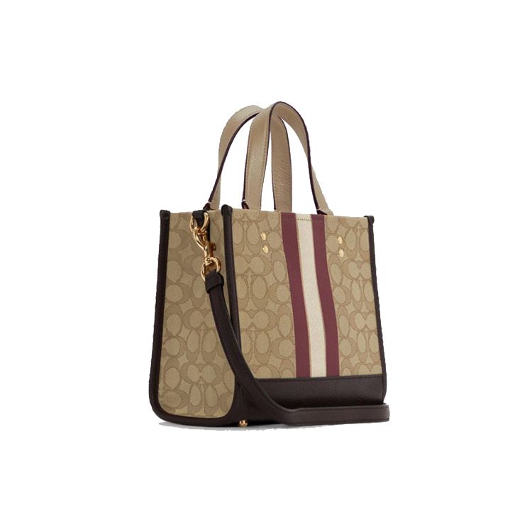 Coach Dempsey Tote Bag in Signature Canvas with Stripes & Round Patch for Daily Use