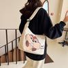 Women's Large Capacity Canvas Crossbody Bag with Letter Print - Versatile Fashion Shoulder Bag for Everyday Use