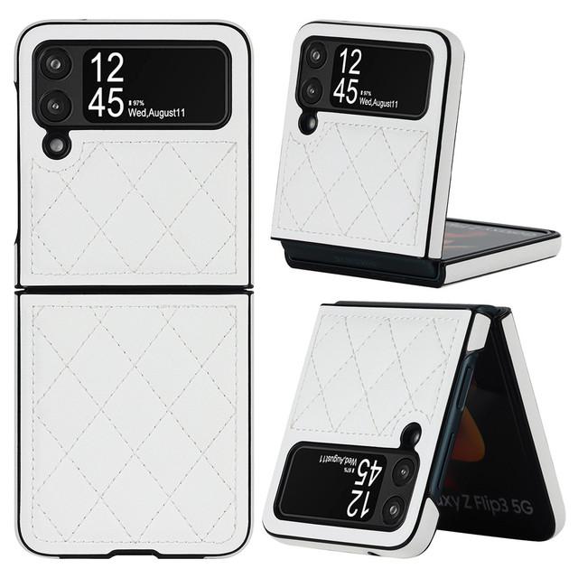 Роскошный кожаный текстурированный чехол премиум-класса для Samsung Galaxy Z Flip 4 3, складной полный защитный тонкий чехол в стиле ретро для Flip3 Flip4