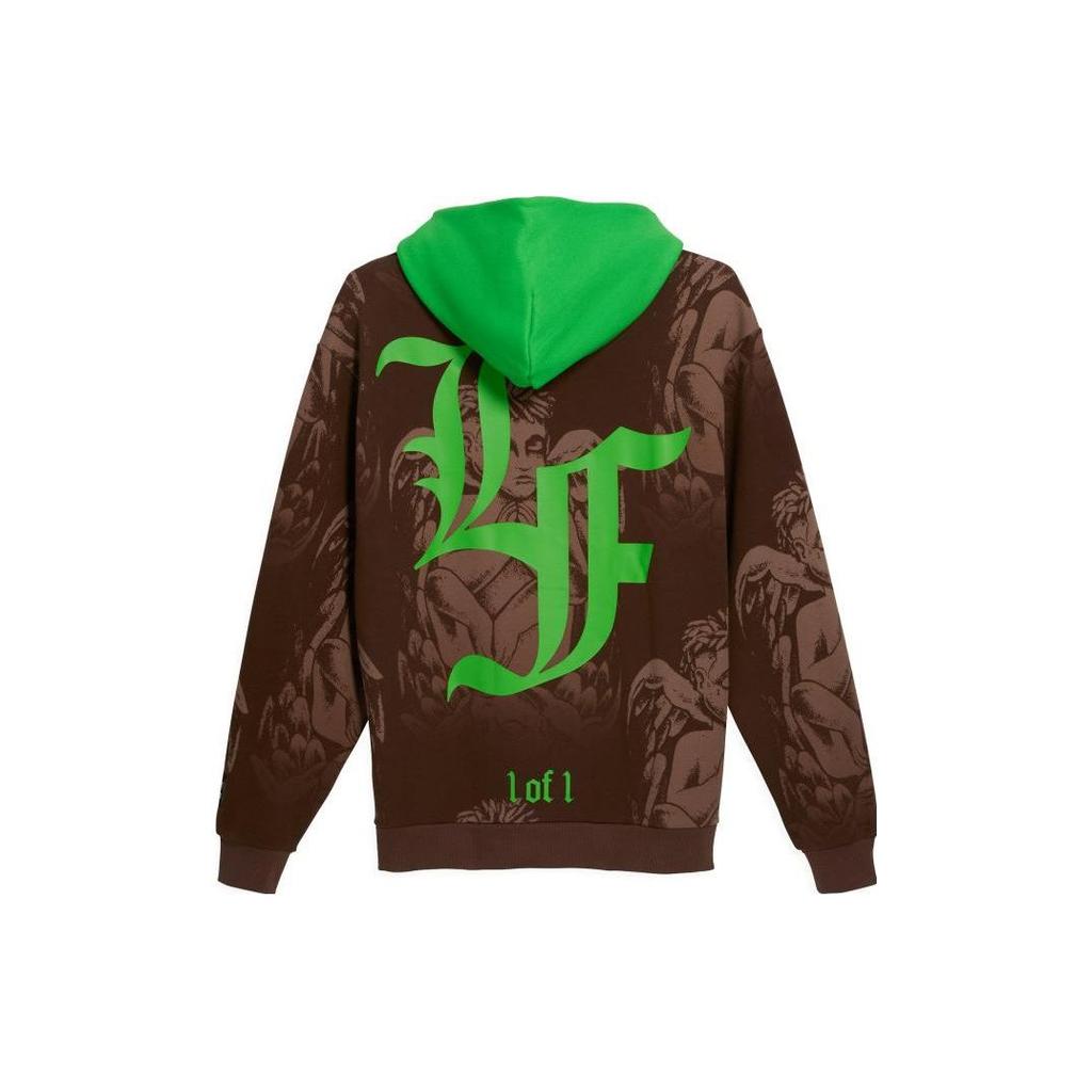 Puma Hoops X Lafrance Angel Pattern Contrast Hooded Long Sleeve Sweatshirt Men Hoodie Brown Green 625664-01