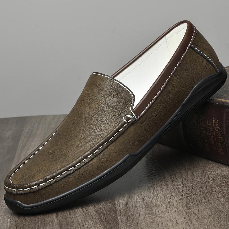 Обувь из натуральной кожи. Мужские лоферы. Удобная повседневная обувь. Мужские мокасины на плоской подошве. Мужская обувь.