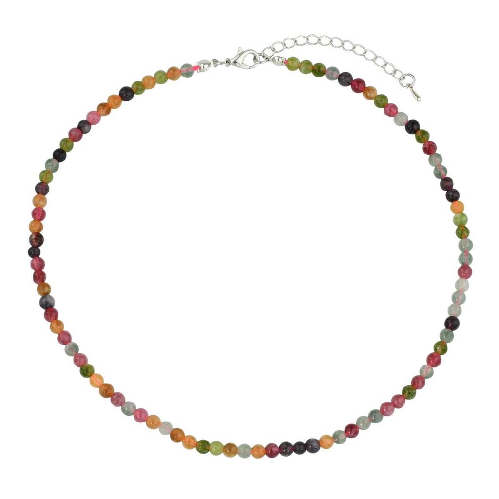 Retro Colorful Tourmaline Beaded Necklace for Women - Versatile High-End Vintage Choker