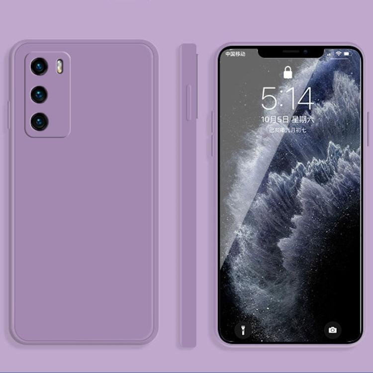 For Huawei P40 Solid Color Imitation Liquid Silicone Straight Edge Dropproof Full Coverage Protective Case
