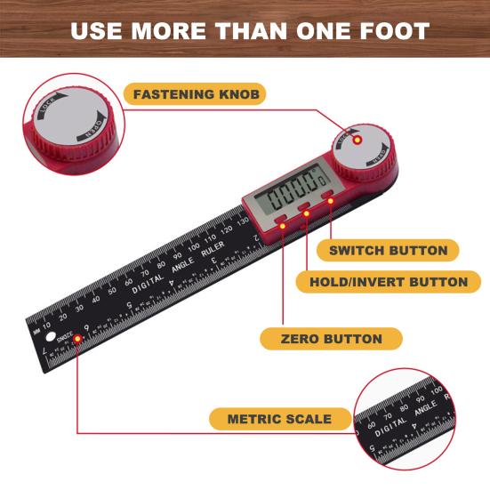 Угловая линейка, измерительный инструмент, цифровой дисплей, легко читаемый, высокая точность, многоцелевой прецизионный измерительный инструмент для измерения угла
