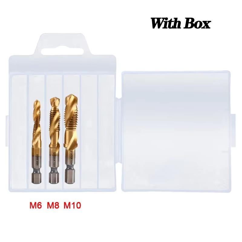 Набор комбинированных сверл-метчиков из титана - Метрическая резьба M3 M4 M5 M6 M8 M10 Метчики Инструмент для нарезания резьбы Сверление зенковкой
