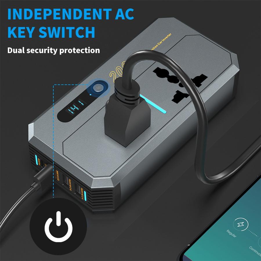 200 Вт Портативный Автомобильный Инвертор DC 12В/24В в AC 220В Инверторы Мощности Двойные USB Порты Адаптер Автомобильного Зарядного Устройства