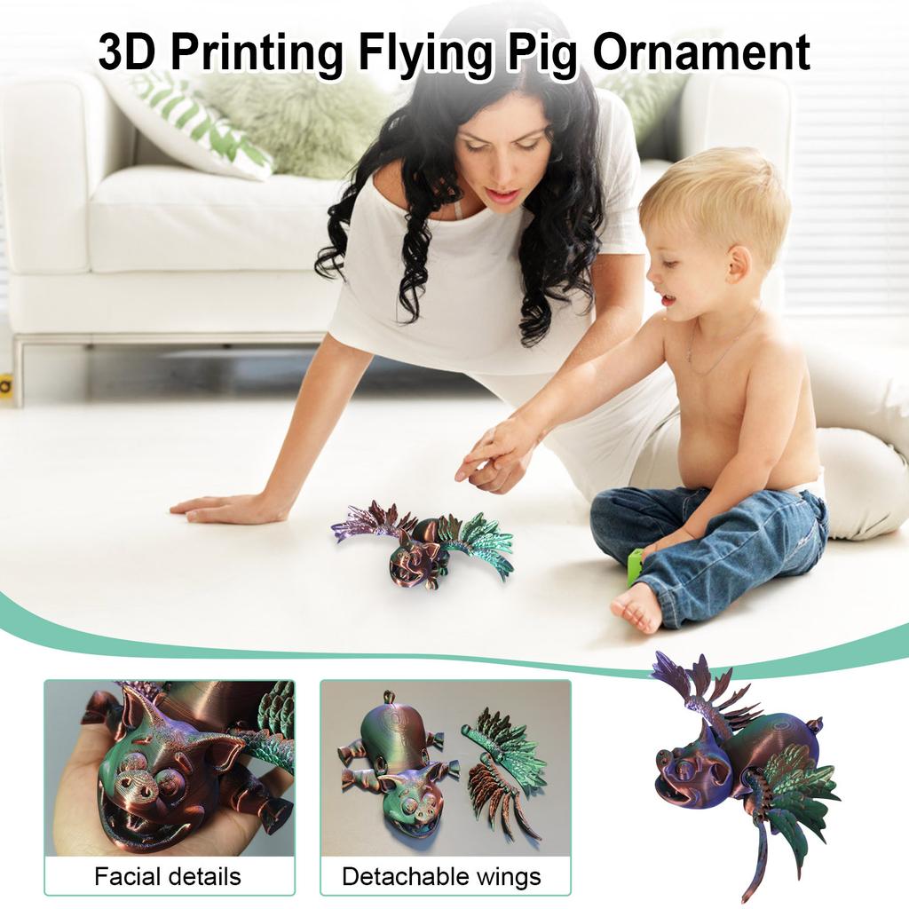 3D Printed Pig With, Animal Toys, Home, Room, Car Decoration, Desktop Ornaments, Joints Can Move, Movable Pig With