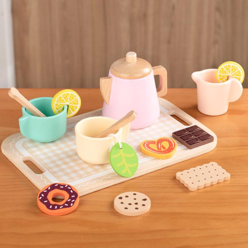 Afternoon Tea Wooden Cookies Cups Tableware Set Children Toys For Role Playing