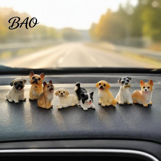 Adorable Pet Collectibles Cute Puppy Figurine, Resin Ornament for Desk And Car Decor, Animal Desktop Toys Realistic Dog Figurines, Miniature