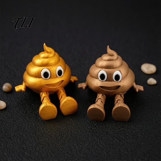 Weird Gift for Coworkers 3D Printed Poop Figurine, Articulated Cartoon Fake Desk Toy Funny Figurine with Movable Joints, Novelty Gag Stress