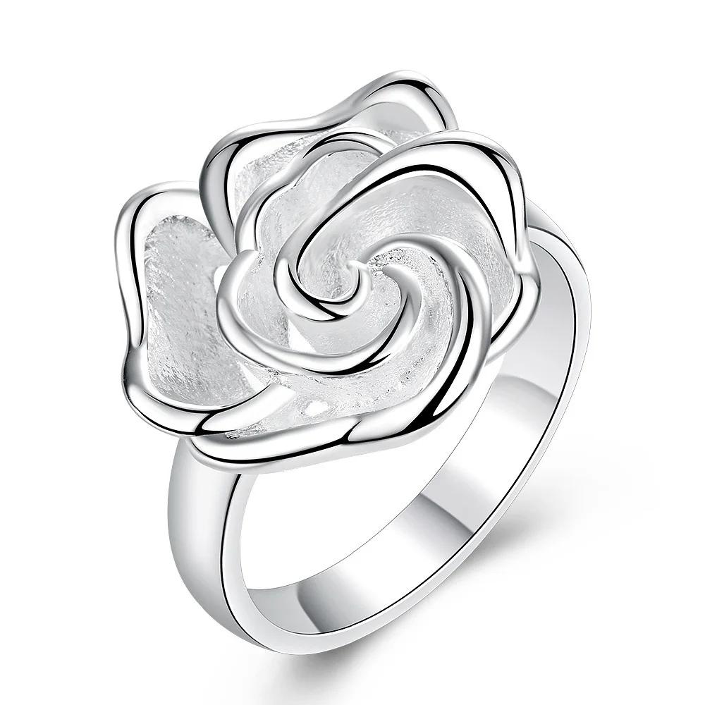 Кольцо женское из стерлингового серебра 925 пробы 7-10# Изысканное цветочное модное свадебное подарочное очаровательное украшение для вечеринки Оптовая продажа