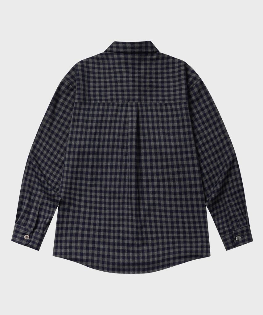 LEIRE Two-Pocket Gingham Check Shirt [Navy]