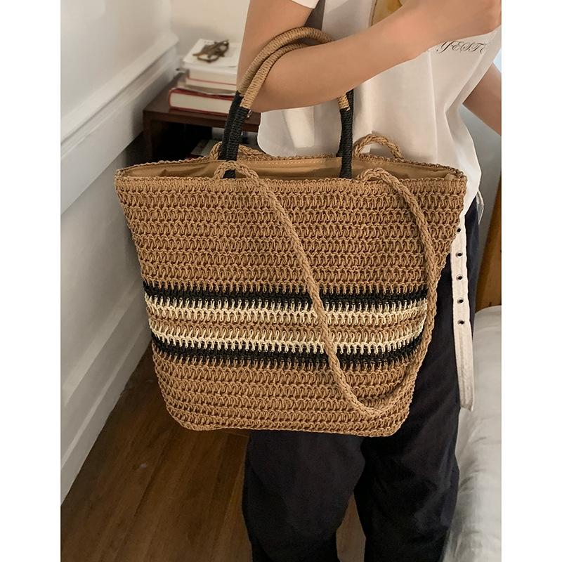 Летняя соломенная плетеная сумка большой вместимости женская новая пляжная плетеная сумка-тоут