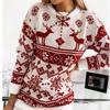 GMXIA Рождественский зимний женский свитер Moose Snowflake Christmas Jacquard Knit свитер