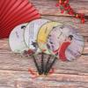 Round Hand Fan Chinese Style Vintage Printing Silk Fan Wedding Dance Accessory