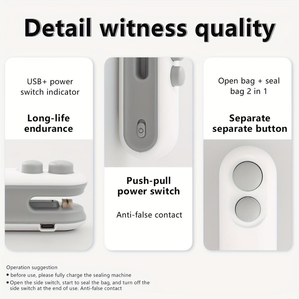 Запайщик пакетов Mini SnacksBag, перезаряжаемый термосварщик пакетов 2 в 1 с резаком для чипсов, устройство для повторной запечатывания пластиковых пакетов, сохраняющее свежесть продуктов, небольшая запечатывающая машина