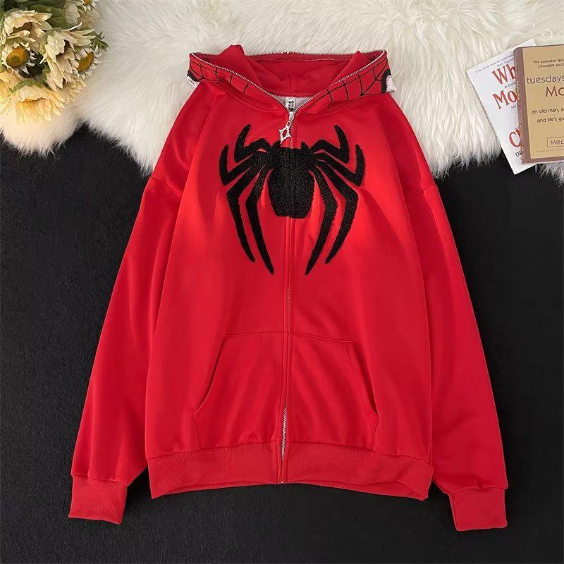 Американская ретро толстовка с Человеком-пауком из хлопка - Модный свободный стритвир для пар