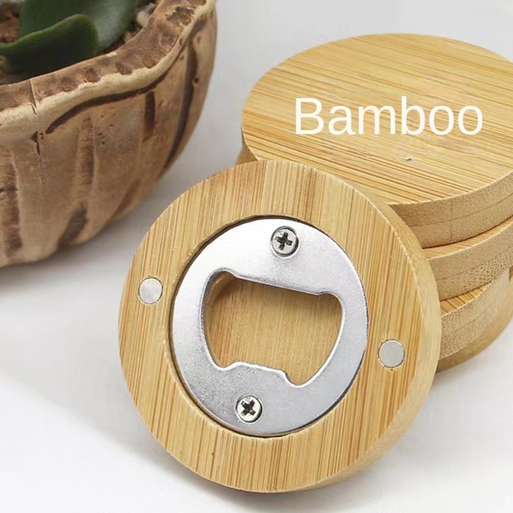 Magnet Bamboo Bottle Opener Round Beer Bottle Opener Simple Can Driver  Home