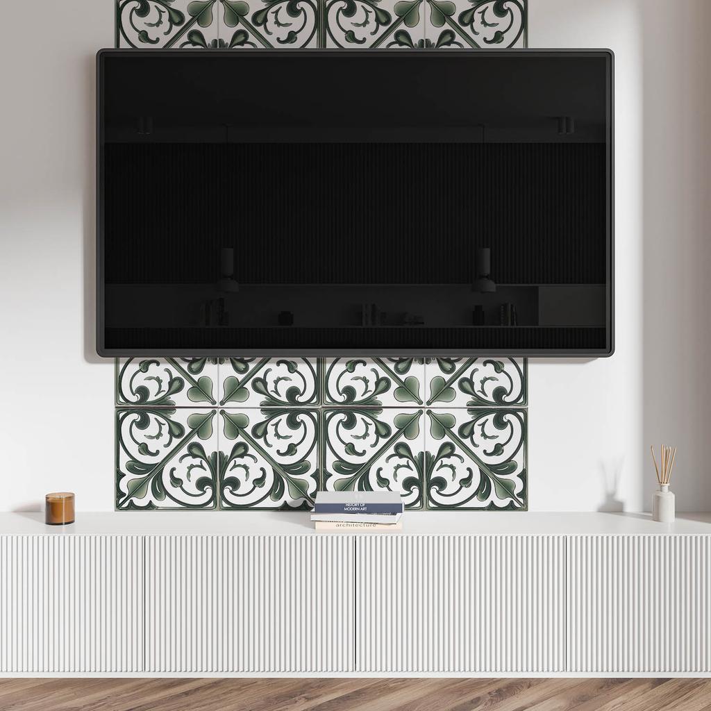 Panel Samoprzylepny Z Grafiką Do Jadalni Pcv 120X60 Cm Wzór Roślinny Z Ornamentami