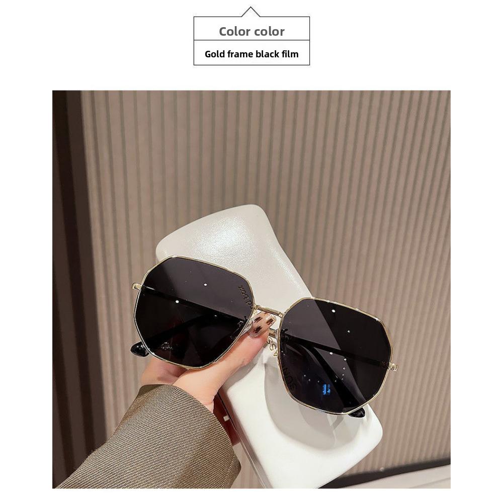 Прозрачные синие универсальные солнцезащитные очки мужские и женские многоугольные металлические солнцезащитные очки для вождения корейская версия тренд приморские очки для путешествий женские