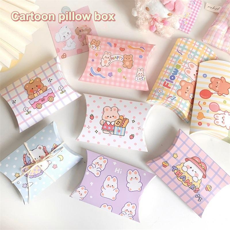 10Pcs Chocolate Candy Pillow Box Paper Cartoon Animal Gift Folding Paper Box Small Gift Packaging Box