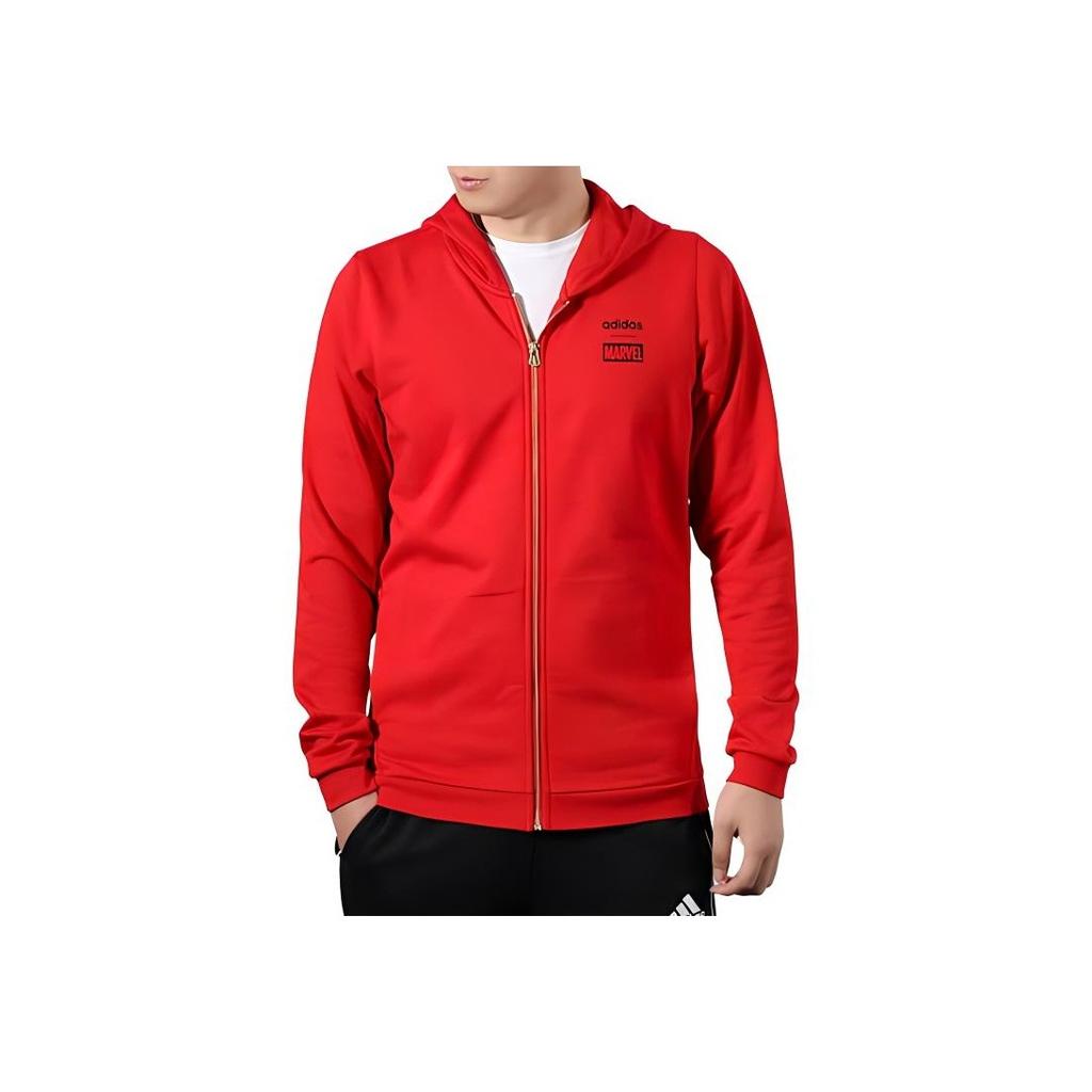 Adidas Мужская повседневная спортивная куртка с капюшоном и логотипом на спине Neo Marvel, красная EA0322