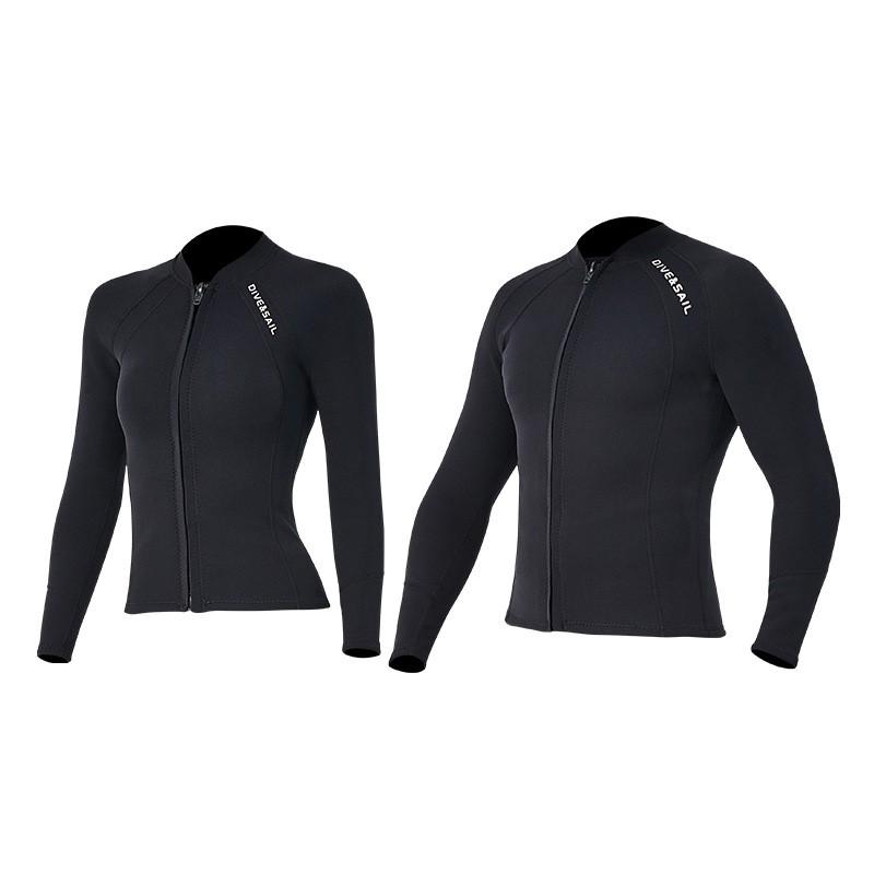 2mm Neoprene Wetsuit Top Long Sleeve Snorkeling Diving Surfing Thermal Protection Unisex Adult Size S-XXXL