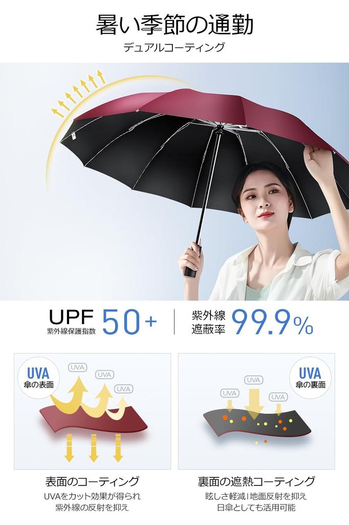 Складной зонт с 12 автоматическими складными спицами обратного сложения, легкий, термостойкий, с защитой от УФ-лучей, от дождя или тайфуна и сильного дождя, идеально подходит для мужчин и в качестве подарка на день, очень большие спицы,