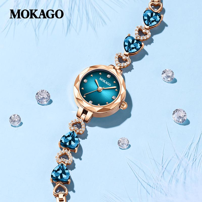 Женские роскошные кварцевые часы Mokaka Ocean Heart с бриллиантами