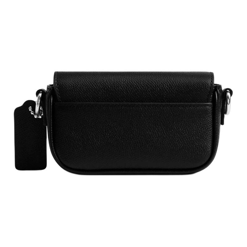 COACH FlapCrossbody 13 Logo Leather Crossbody Bag Mini Women Black