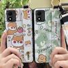Cute Fashion Design Phone Case For TCL 305i Waterproof Kickstand Silicone Wrist Strap Wristband Cartoon Protective Ring